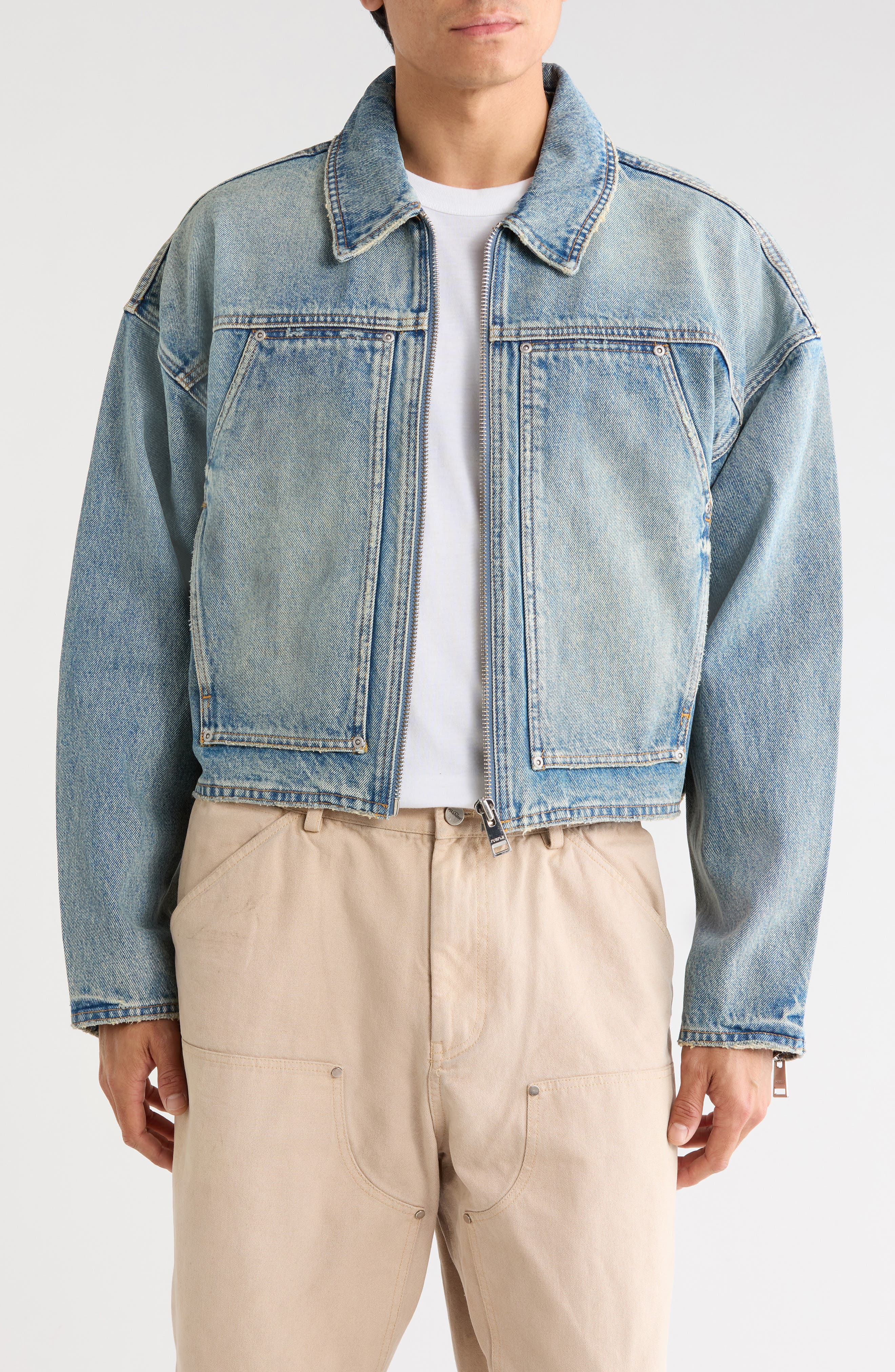 PURPLE BRAND Cropped Carpenter Jacket