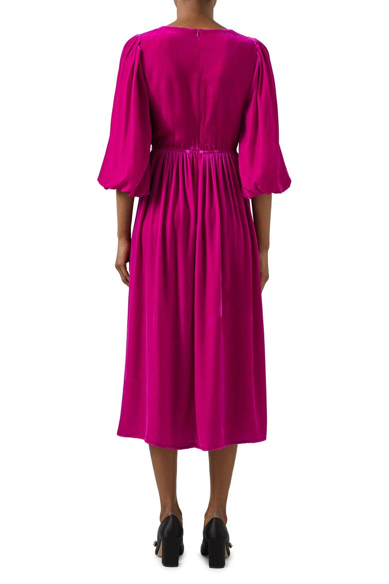 Callista Shirred Velvet Dress, Alternate, color, MAGENTA