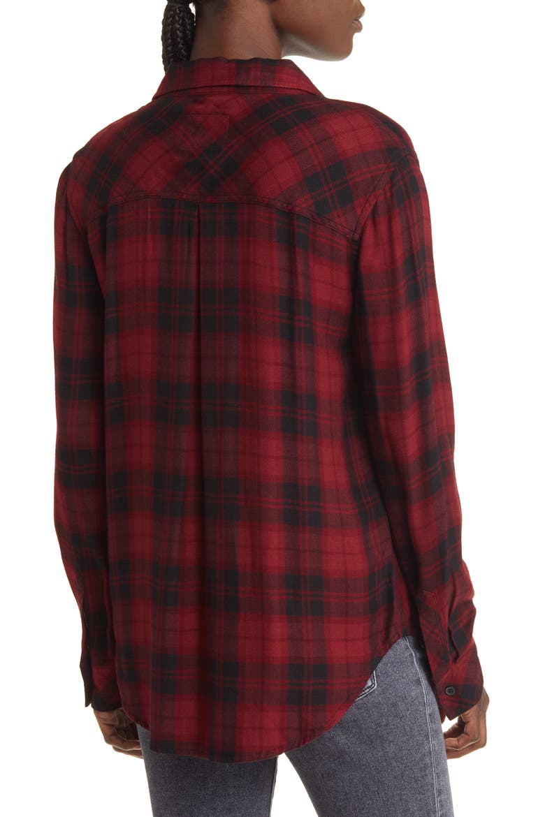 Hunter Plaid Button-Up Shirt, Alternate, color, CRIMSON PITCH