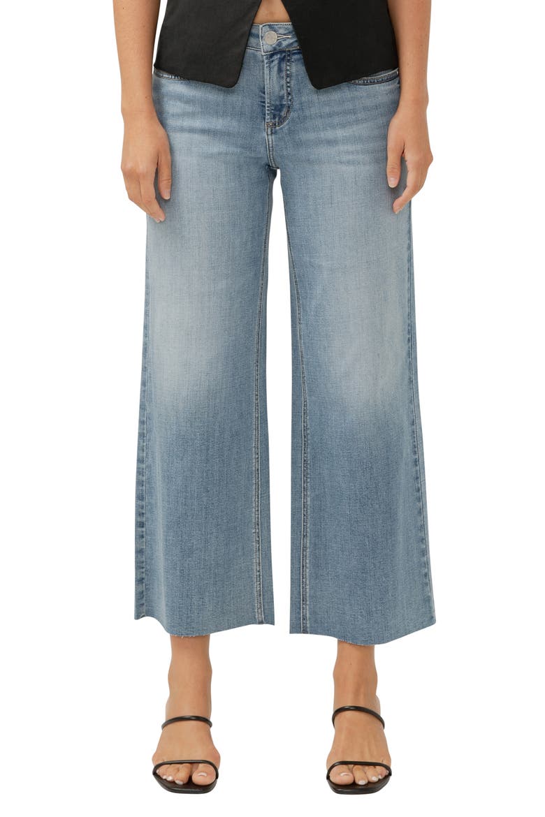 Suki Curvy Raw Hem Mid Rise Ankle Wide Leg Jeans, Main, color, INDIGO