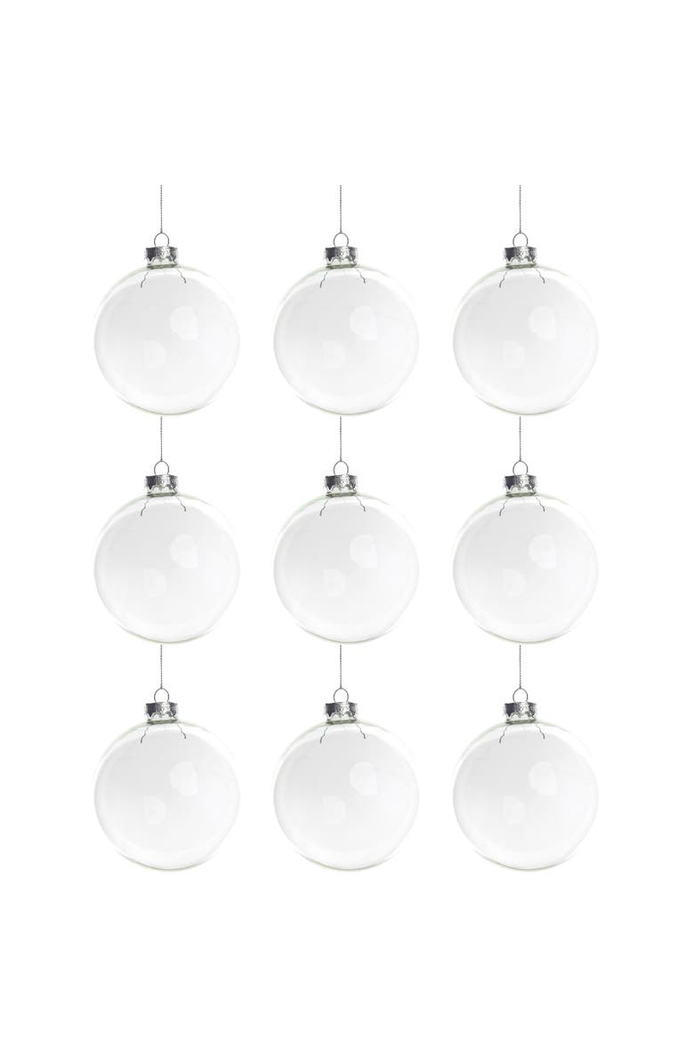 Northlight Shiny Glass Ball Christmas Ornaments - 2.5" (65mm) - Clear - 9ct, Main, color, Clear