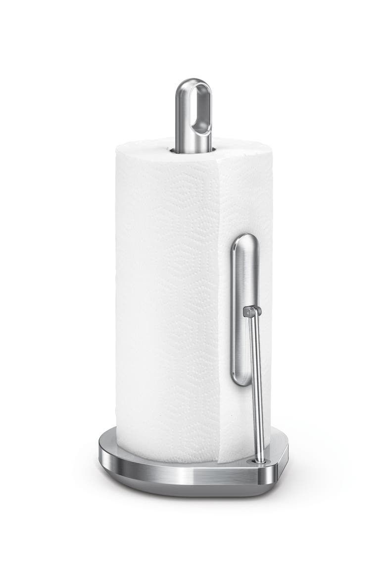 tension arm paper towel holder, Alternate, color, BRUSHED STAINLESS STEEL