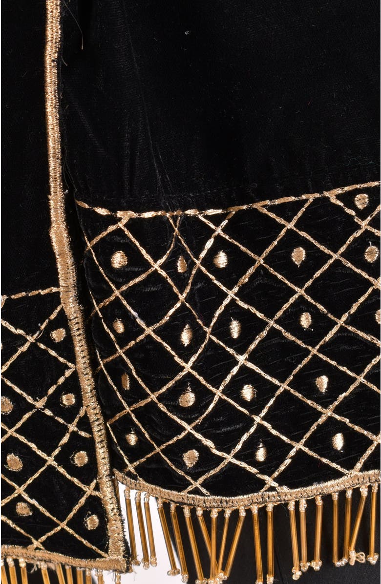 RAAS Hand Embroidered Velvet Scarf, Alternate, color, Black
