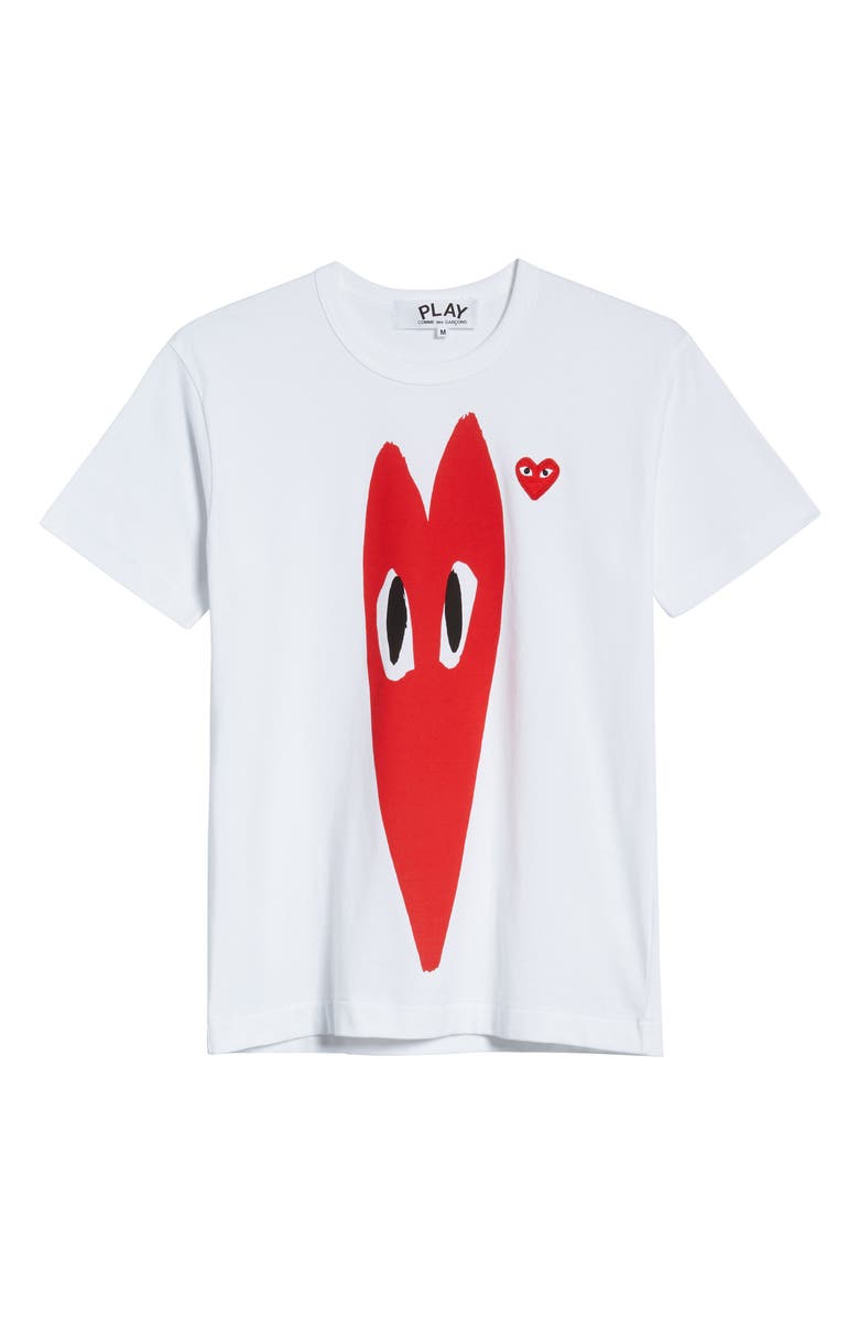 Comme des Garçons PLAY Long Heart Face Graphic Tee, Alternate, color,