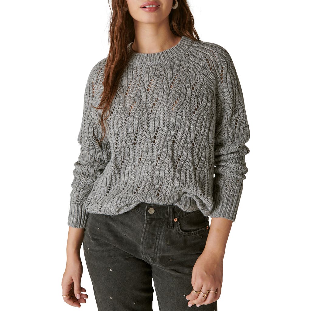 Lucky Brand Metallic Thread Cable Sweater In Gray