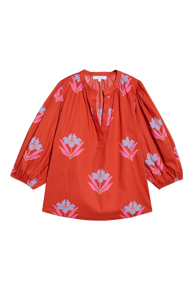 Cheney Floral Split Neck Top, Main, color, RUST-PINK