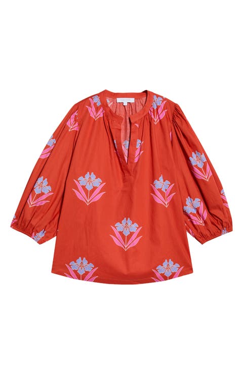 Cheney Floral Split Neck Top