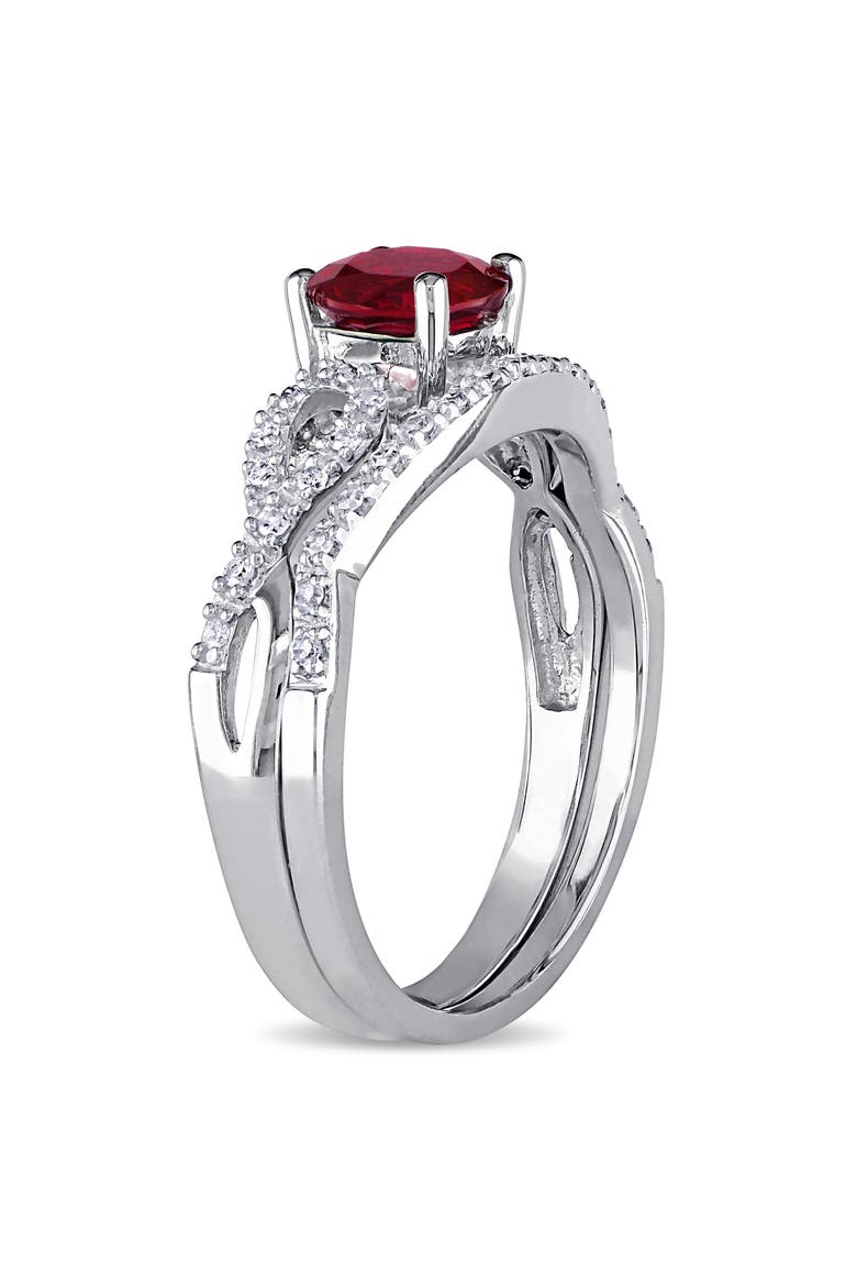 Lab-Created Ruby & Diamond Bridal Ring Set, Alternate, color, Created Ruby