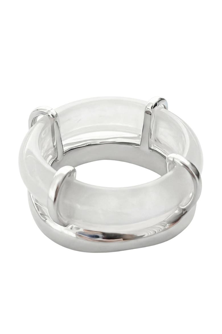Cove White Chalcedony Sculpted Ring, Main, color, White
