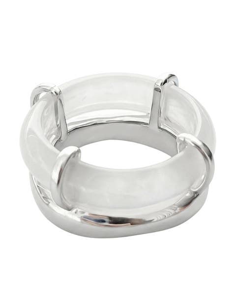 Cove White Jade Stone Sculpted Ring