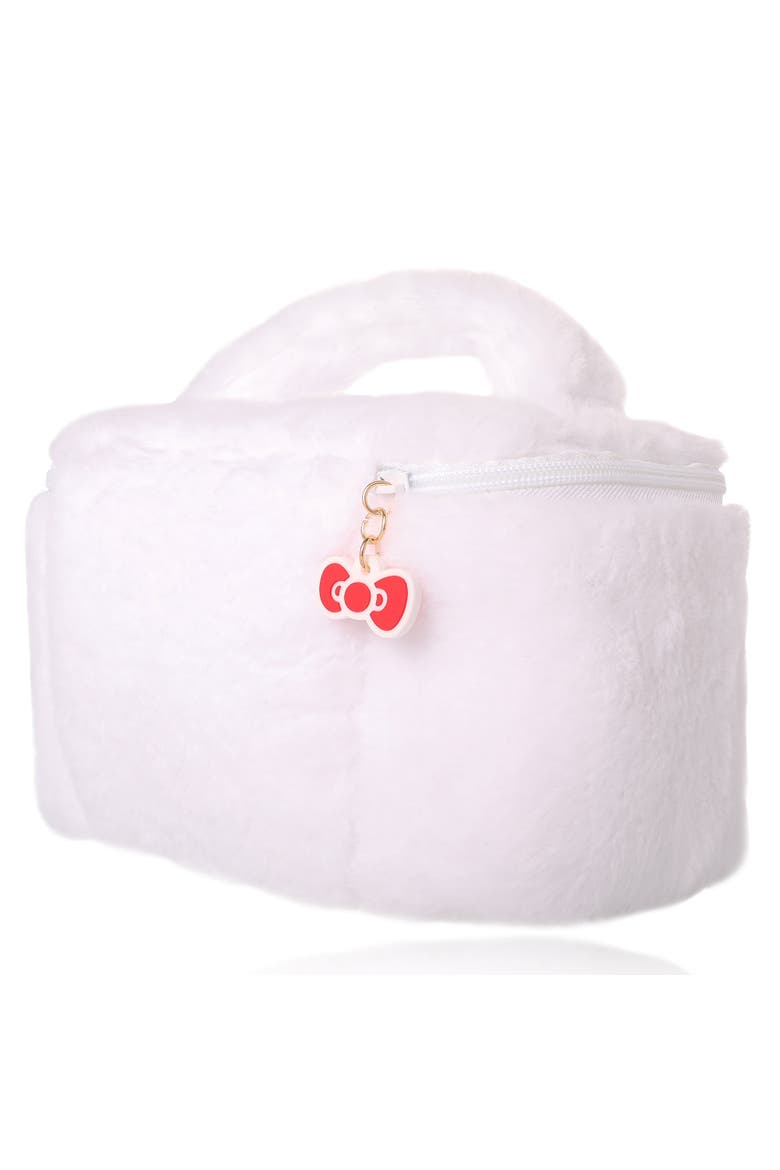 Fluffy Travel Cosmetic Bag, Alternate, color, White
