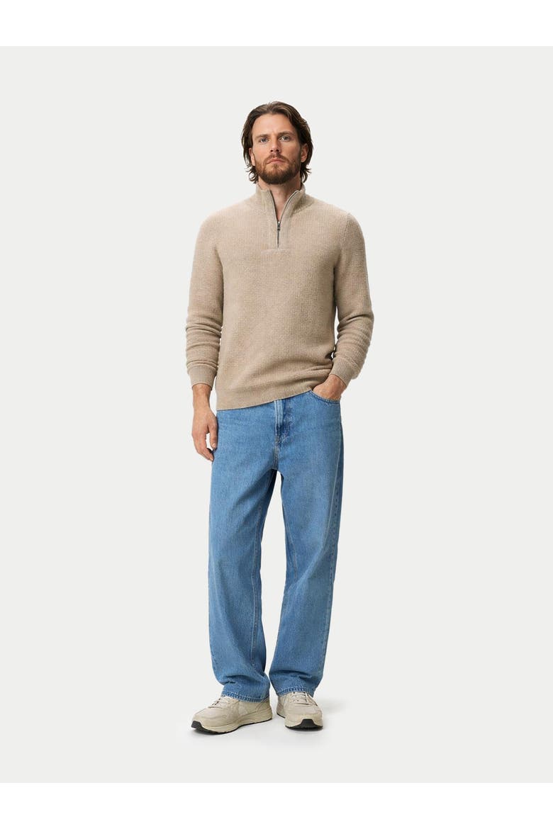 Men's Cashmere Waffle Knit Half-Zip Sweater, Alternate, color, warm grey