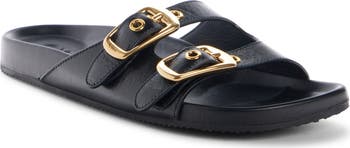 サンダル・ミュール CHLOE POLLY SLIDE SANDALS IN GLOSSY LEATHER CHLOÉ Polly leather slides | NET-A-PORTER
