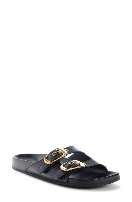 Chloé Polly Leather Double-buckle Slide Sandals In Black