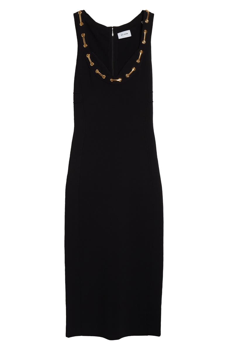 ST. JOHN Chain Embellished Milano Stitch Dress, Alternate, color, Black