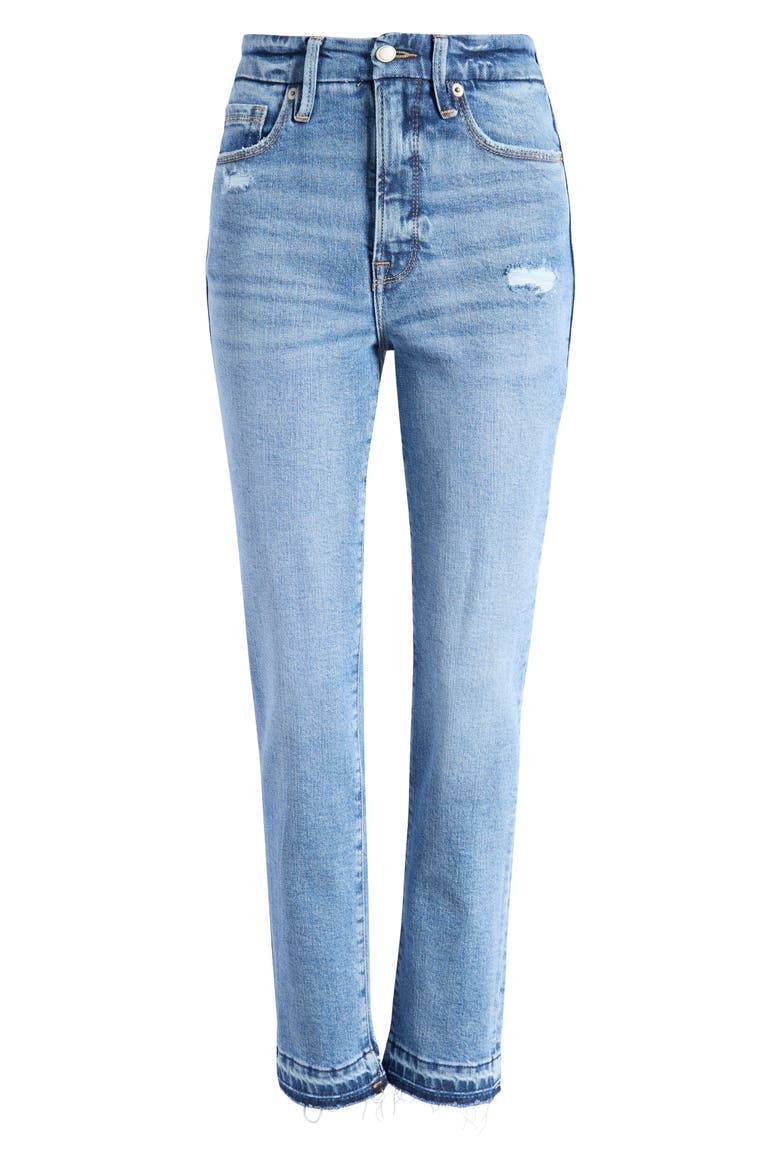 Good Classic Distressed Release Hem Jeans, Alternate, color, INDIGO662
