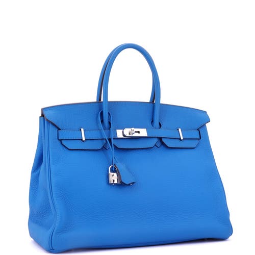 Pre-owned Hermes  Hermes Birkin Handbag Blue Togo With Palladium Hardware 35 In Blue