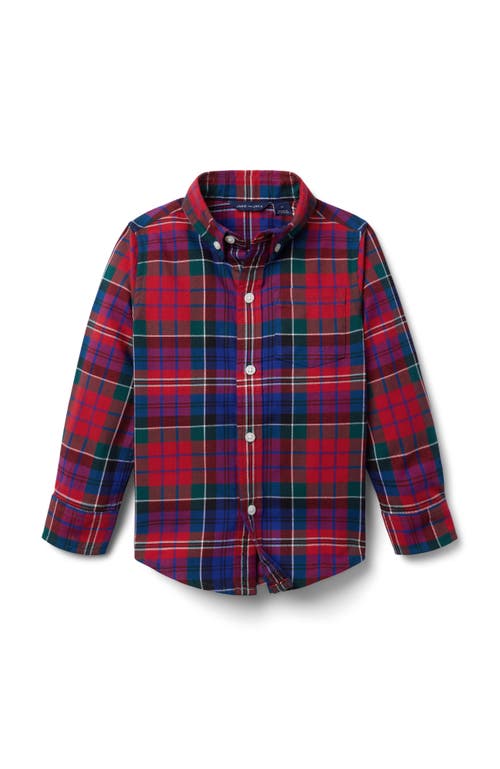 Janie And Jack Holiday Tartan Flannel Shirt In Red