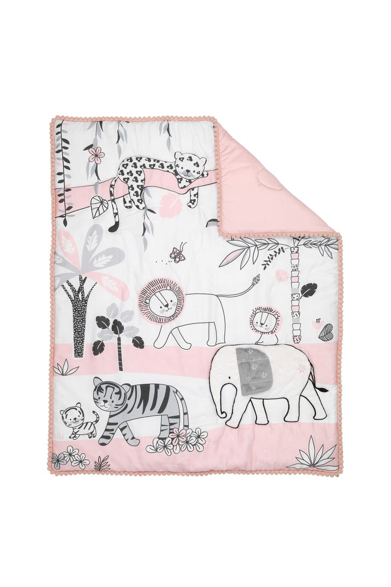 Happy Jungle Safari Nursery 5-Piece Crib Bedding Set, Alternate, color, Pink