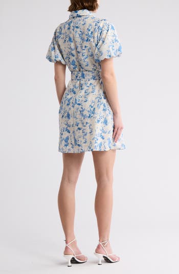 Floral Embroidered Eyelet Puff Sleeve Shirtdress