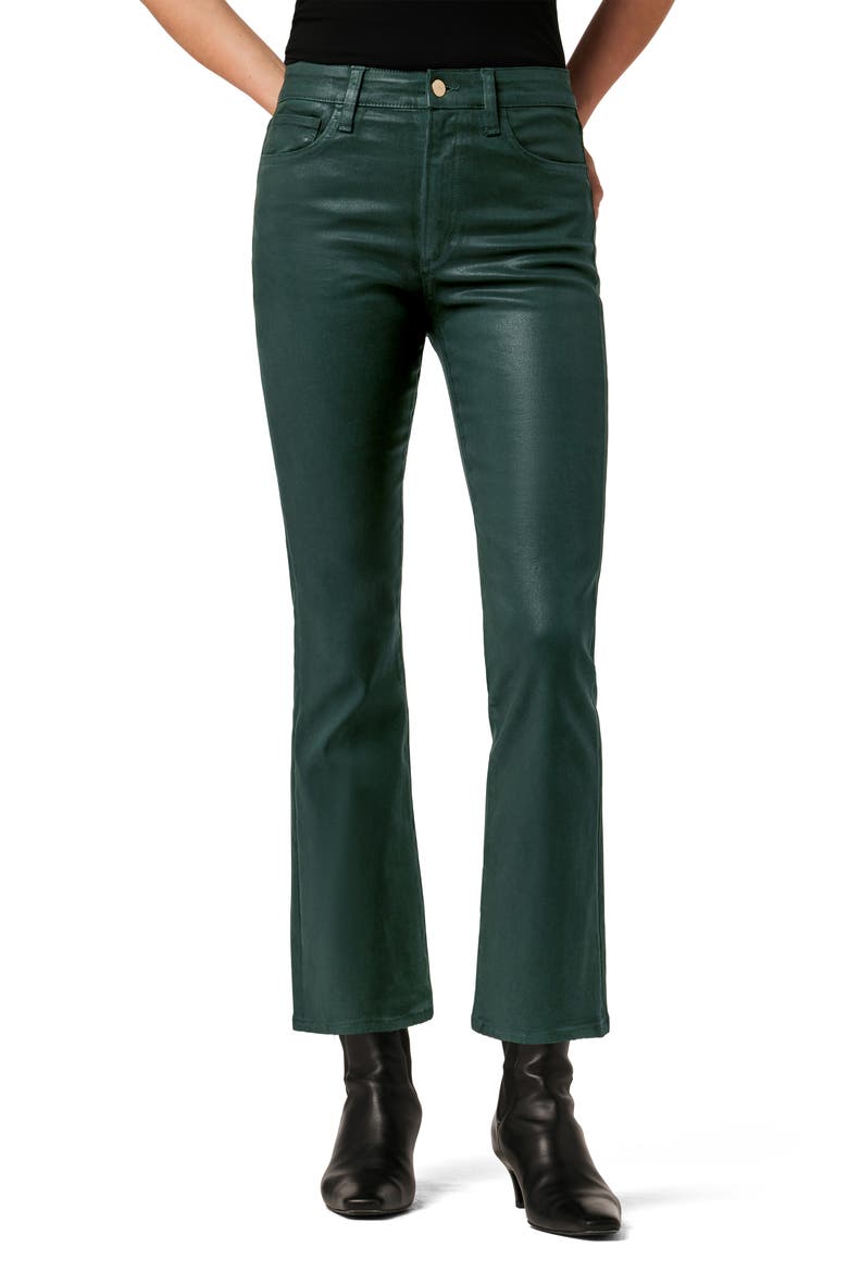 The Callie Coated High Waist Ankle Bootcut Jeans, Main, color, FOREST GREEN