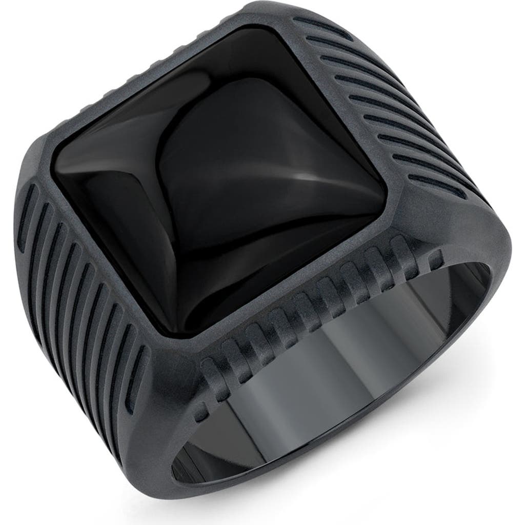Room101 Onyx Block Ring In Black