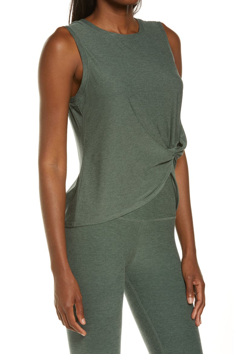 Front Twist Muscle Tank, Alternate, color, GREEN IVY