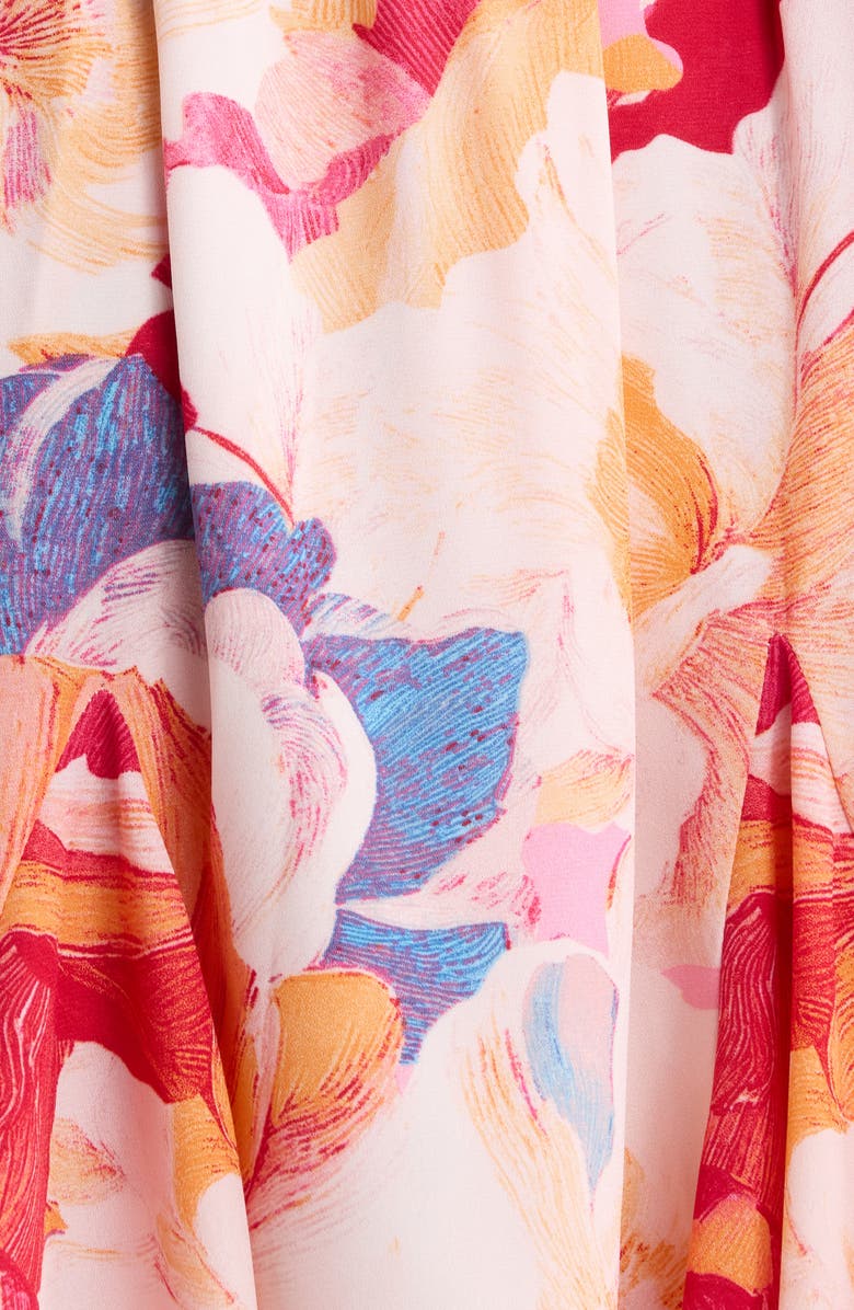 SUGARLIPS Floral Print Surplice Minidress, Alternate, color, Coral