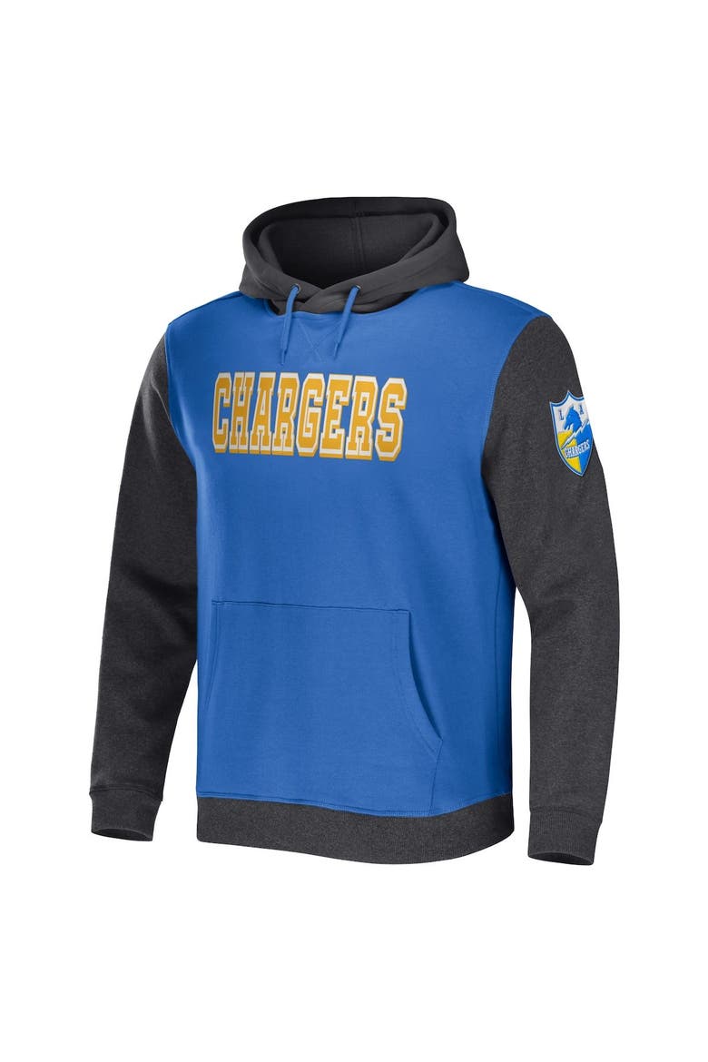 Men's NFL x Darius Rucker Collection by Fanatics Powder Blue/Charcoal Los Angeles Chargers Colorblock Pullover Hoodie, Alternate, color, Powder Blue