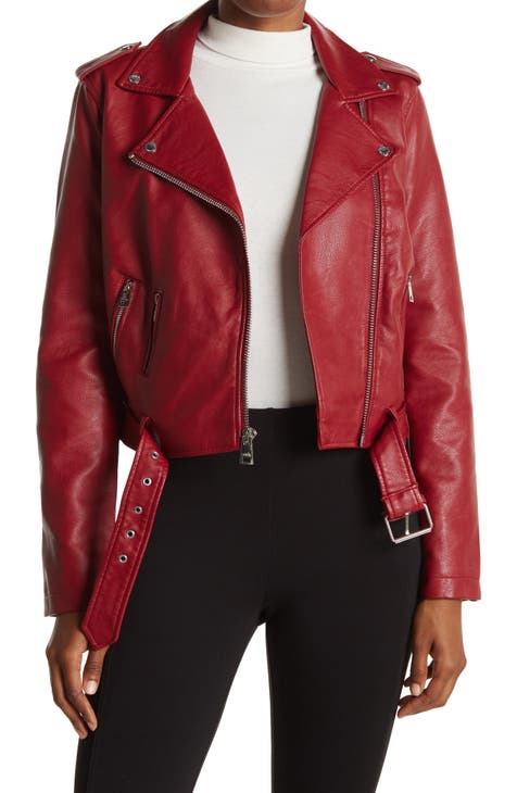 Nordstrom Red leather 2024 jacket