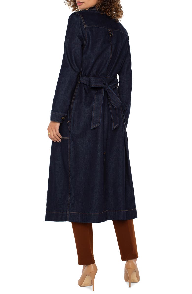 Liverpool Los Angeles Tie Waist Denim Coat, Alternate, color, Indigo Rinse Wash