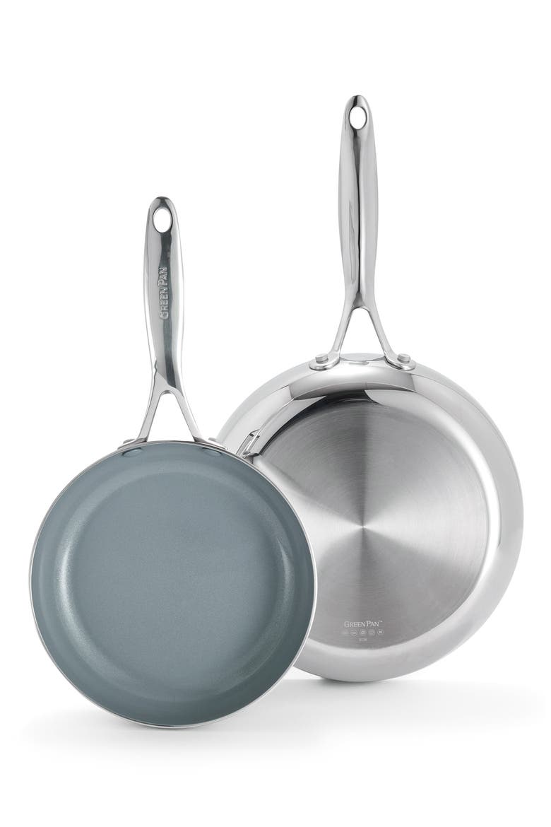 Valencia Pro Stainless Steel Nonstick 8-Inch & 10-Inch Fry Pan Set, Main, color, STAINLESS STEEL