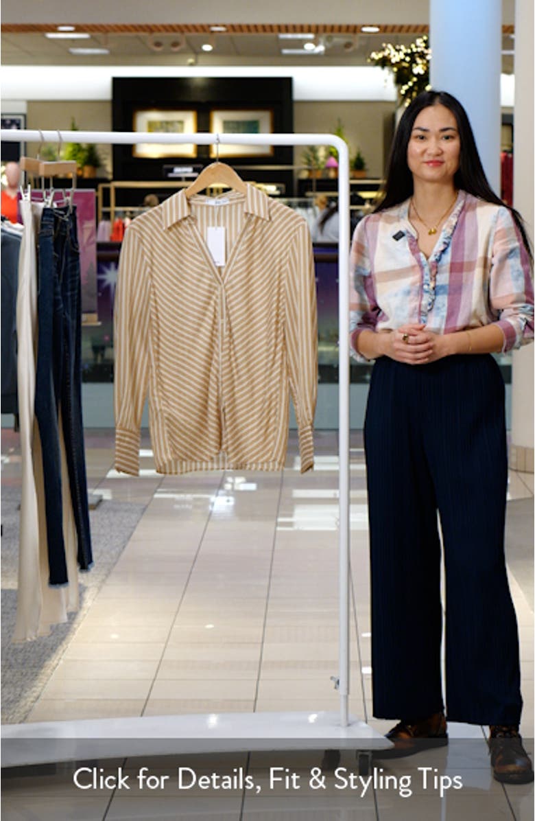 Flowy Directional Stripe Button-Up Shirt, sales video thumbnail