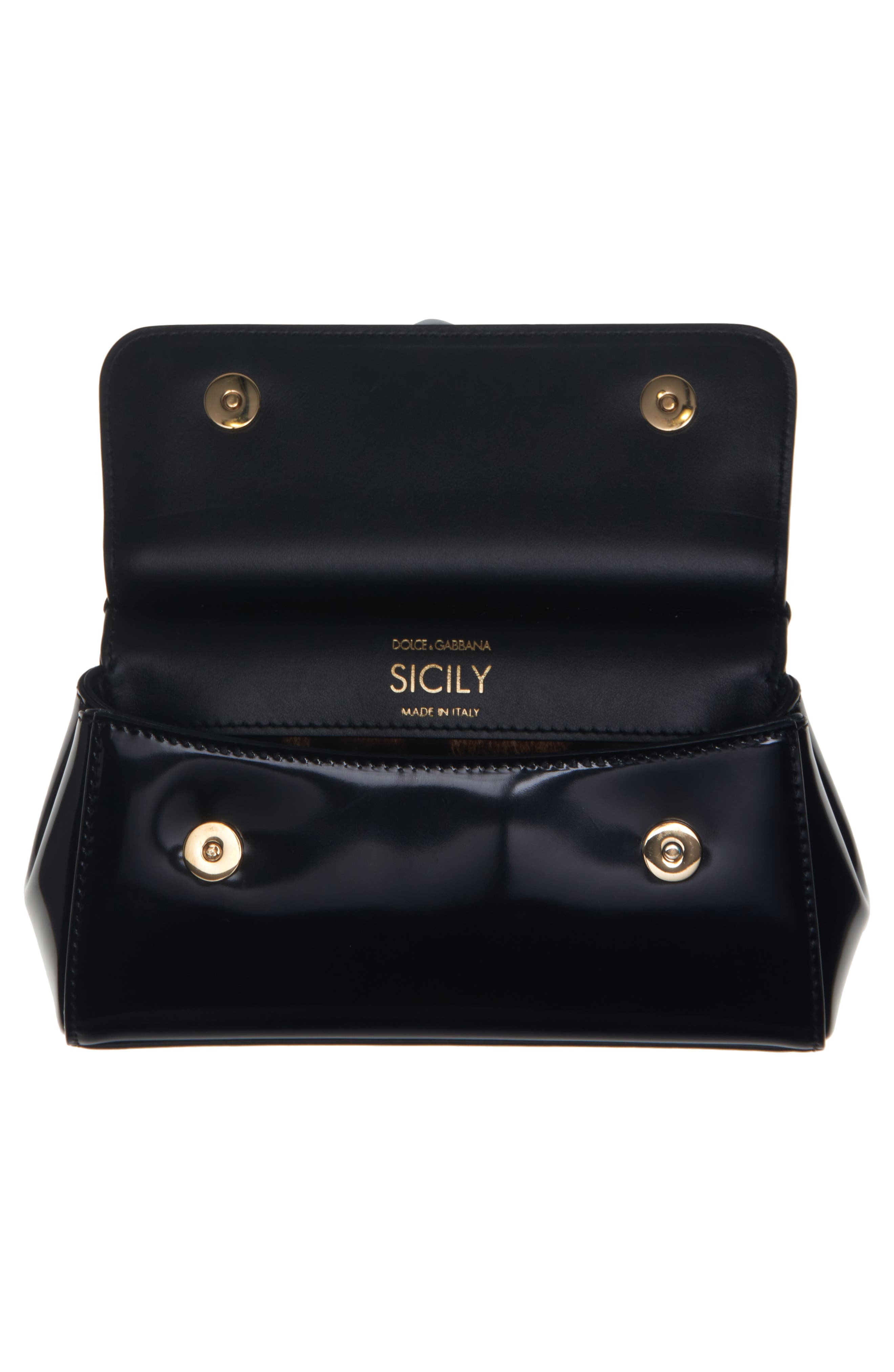 Dolce&Gabbana Small Sicily East/West Patent Leather Handbag, Alternate, color, 