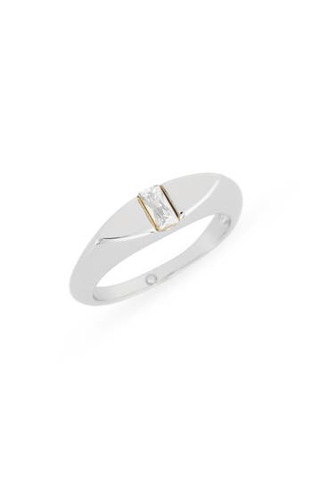 Covet Baguette Navette Signet Ring In Silver