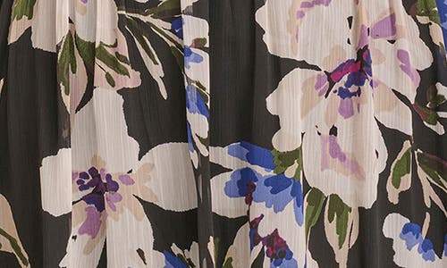 Calvin Klein Plus Size Floral-print Flutter-sleeve Chiffon Dress In Black Multi