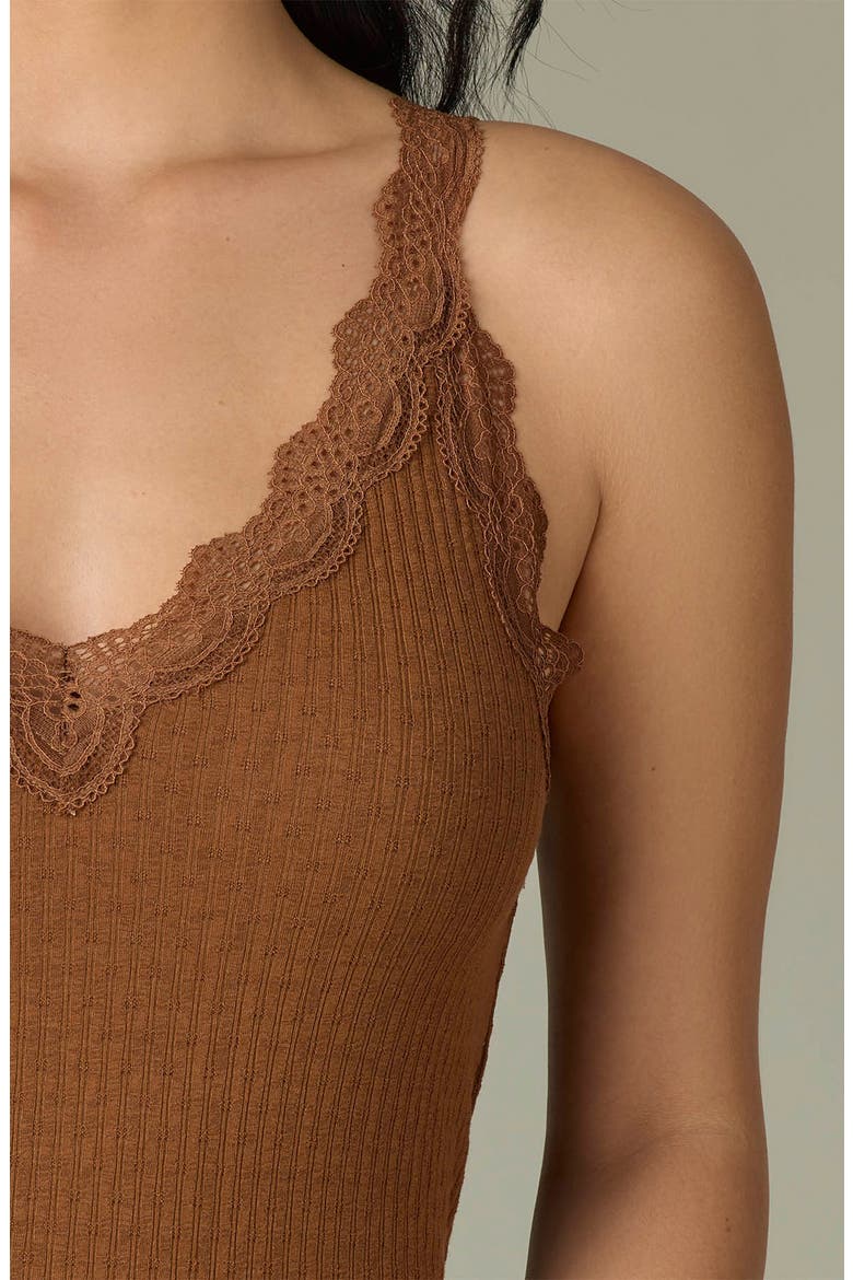 Lace Trim Rib Camisole, Alternate, color, PECAN