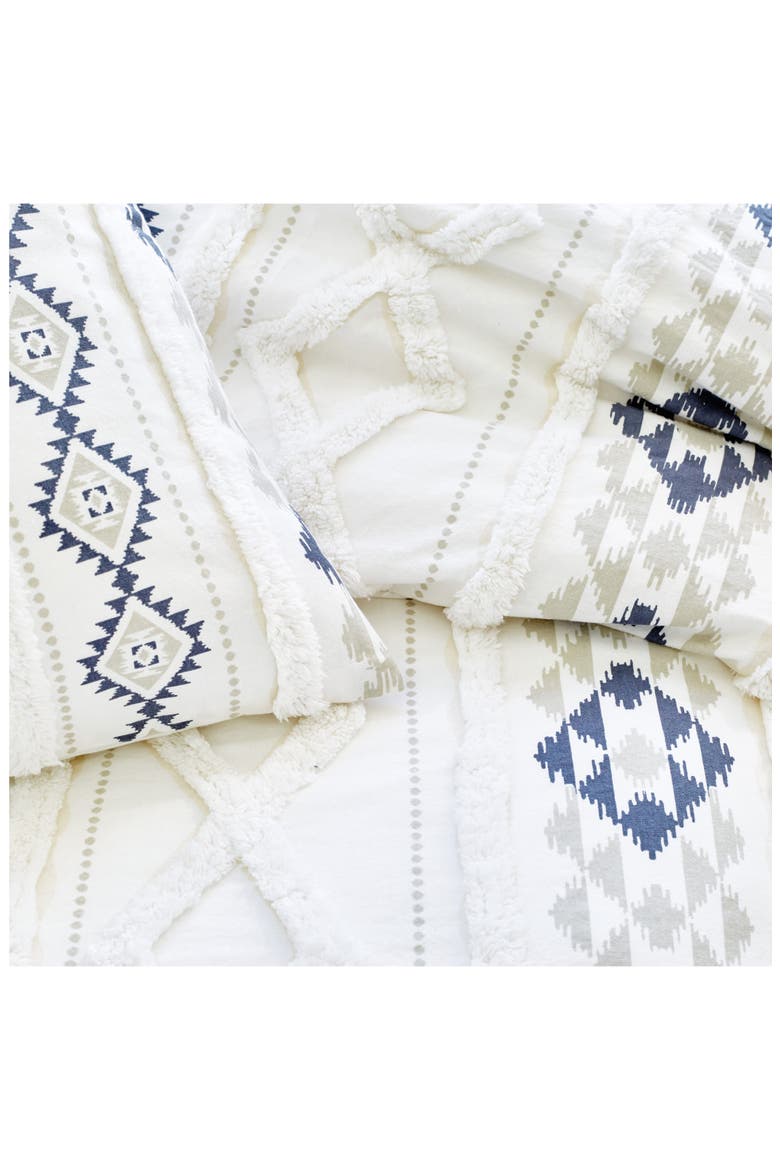 Geo Stripe Chenille Tufted Comforter & Shams Set, Alternate, color, INDIGO