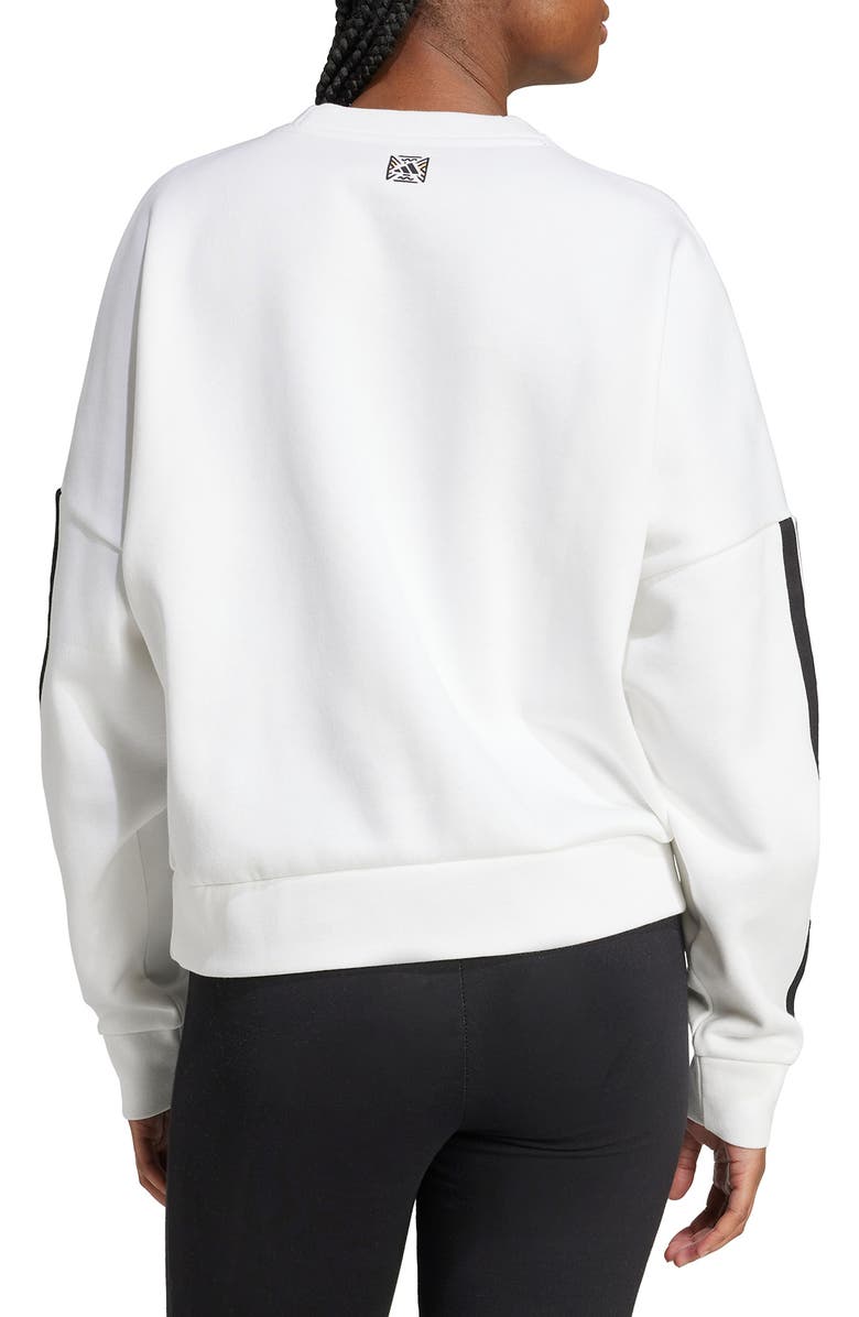 adidas Leopard Embroidered Sweatshirt, Alternate, color, White