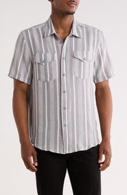 Frye Stripe Short Sleeve Button-Up Shirt