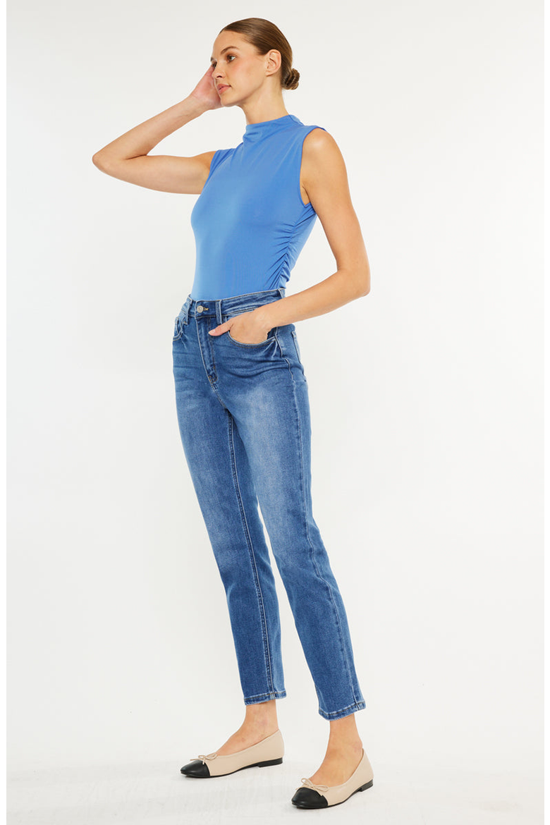 Adaline Essentials High Rise Slim Straight Jeans, Alternate, color, Medium Wash