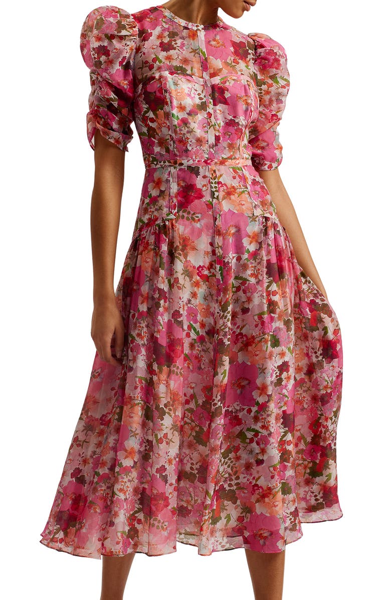 Ted Baker London Botani Floral Midi Dress, Alternate, color,