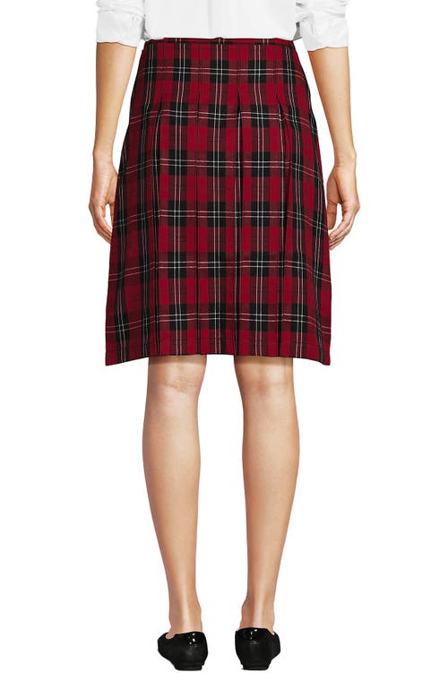 Lands' End School Uniform Young Plaid Box Pleat Skirt Top Of The Knee In Red