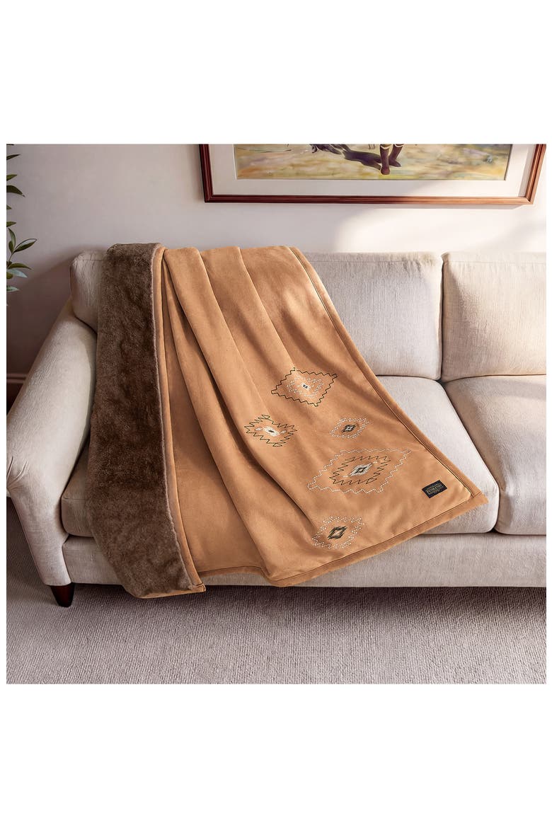 Mesilla Faux Suede Throw, Alternate, color, BROWN