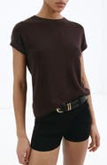 MANGO Short Sleeve Cotton Blend Sweater