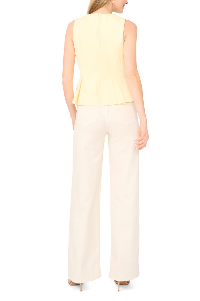 Pleated Ponte Peplum Top, Alternate, color, LEMON CREAM