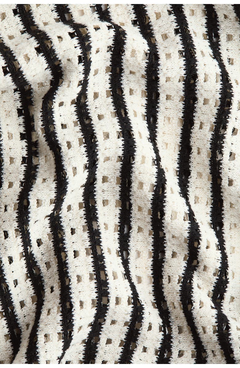 H&M Open-knit midi dress, Alternate, color, Black/Striped
