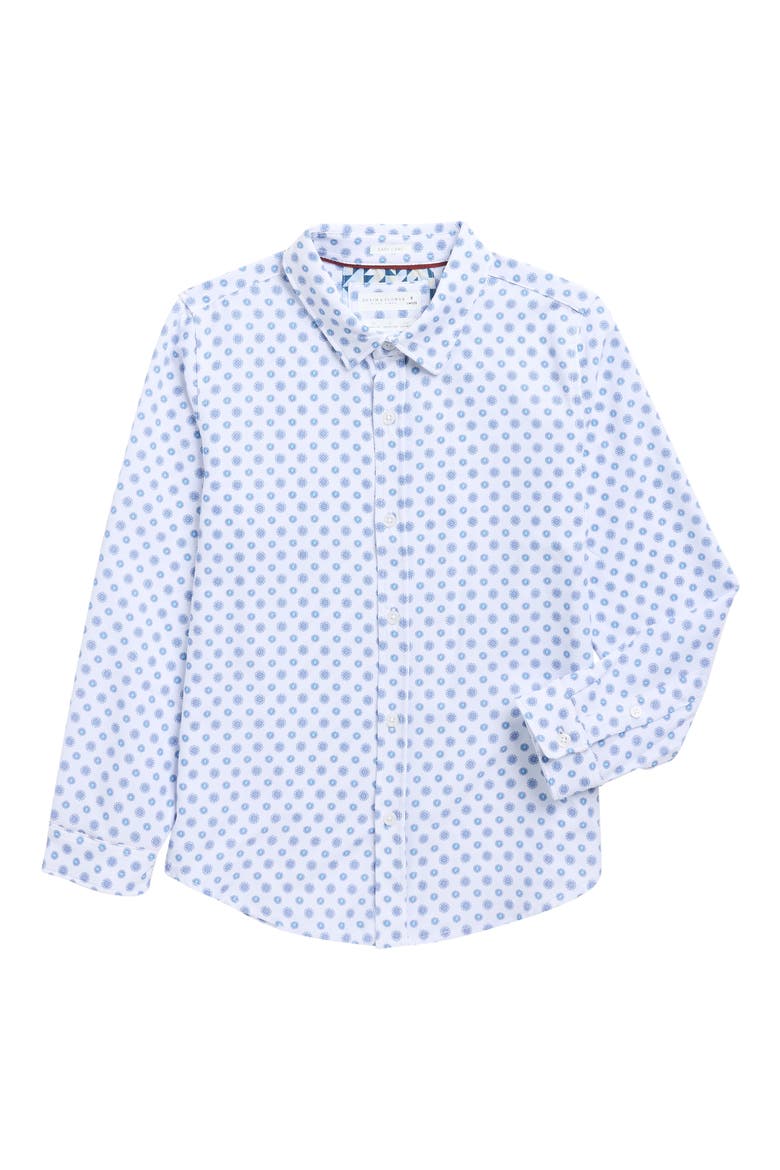 Kids' Floral Long Sleeve Button-Up Shirt, Main, color, WHITE