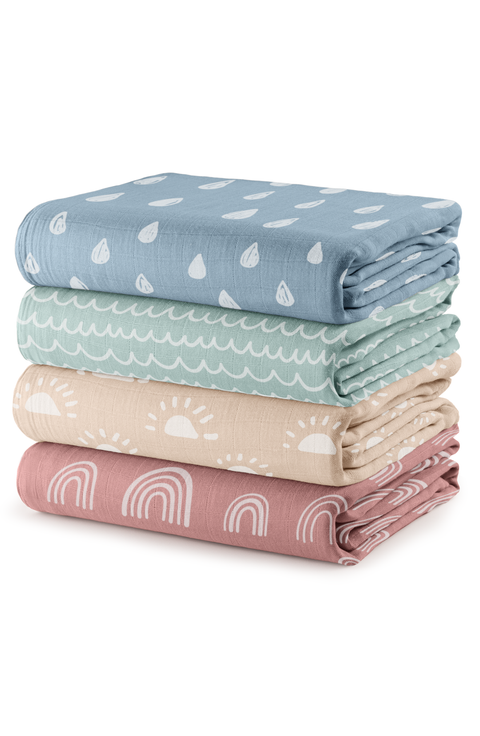 Muslin Swaddle Blankets, 4 Pack
