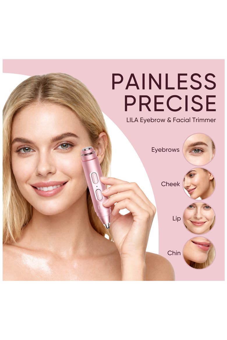 2-in-1 Portable Facial Shaver & Eyebrow Trimmer in Bloom, Alternate, color, PINK